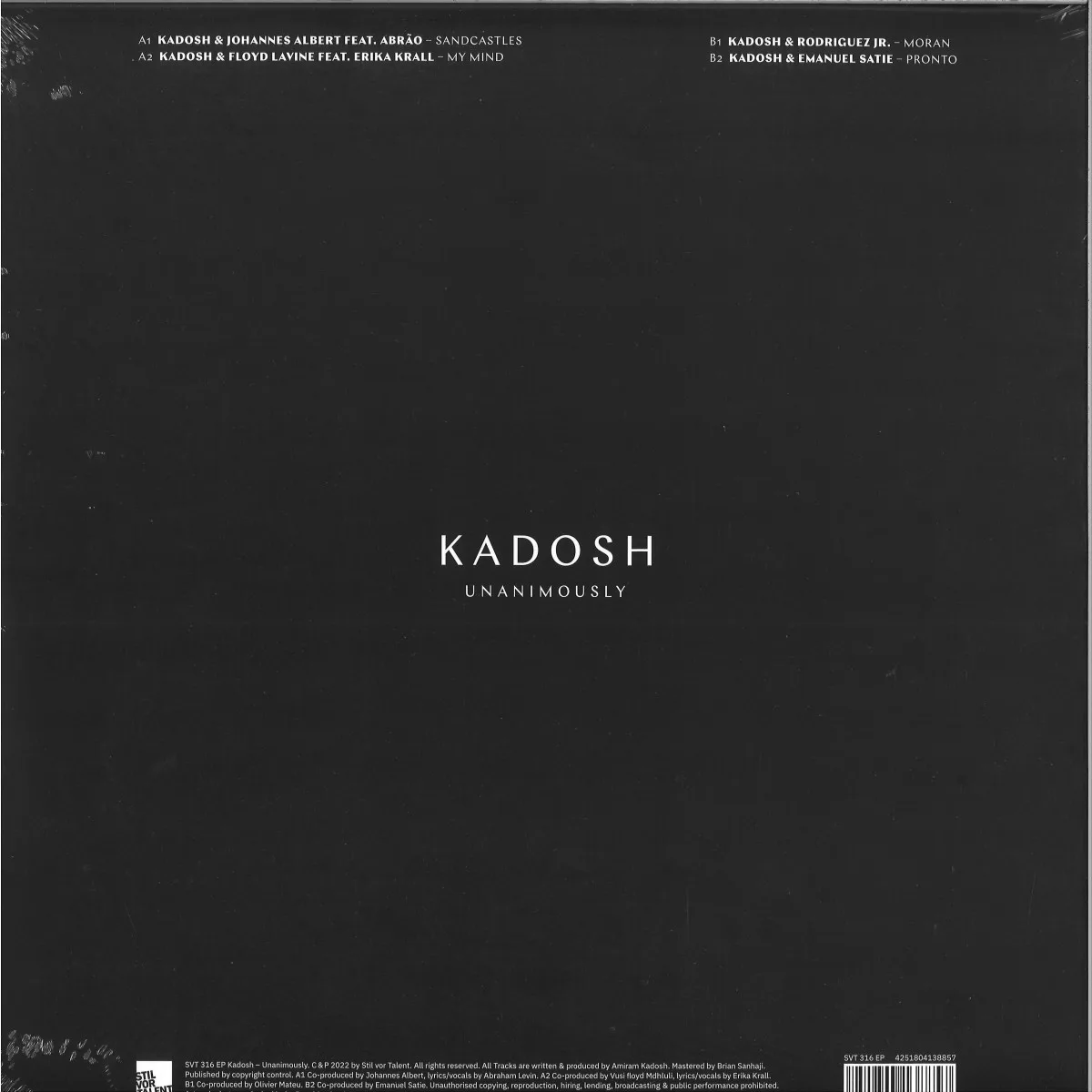 Обратная сторона обложки — Kadosh — Unanimously