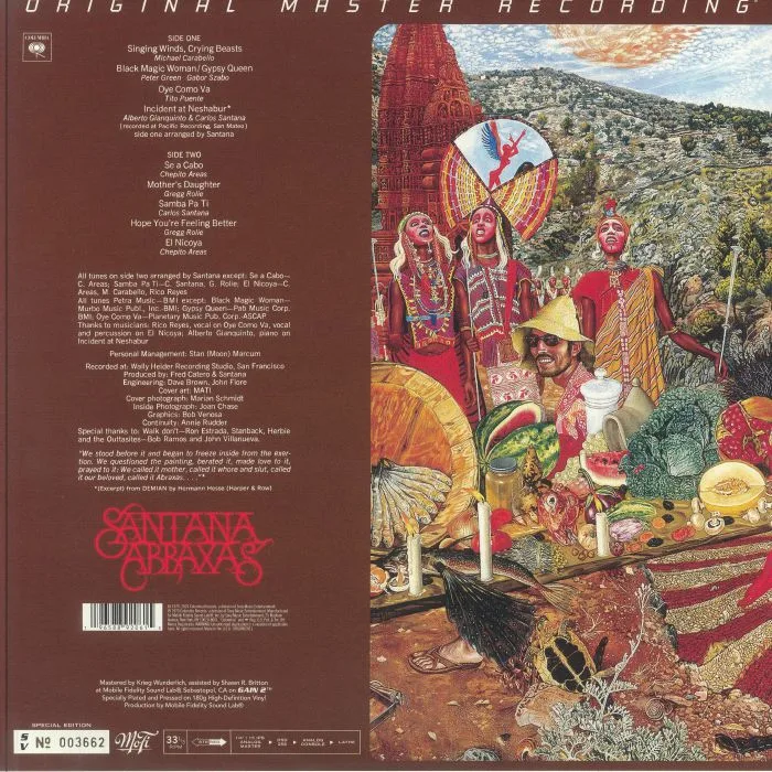 Back cover — SANTANA — Abraxas