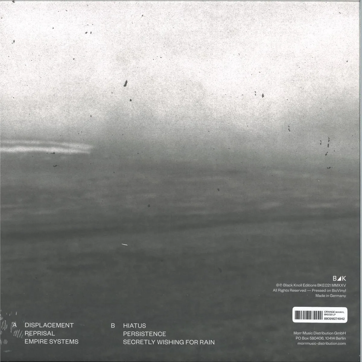 Back cover — Rafael Anton Irisarri — A Fragile Geography