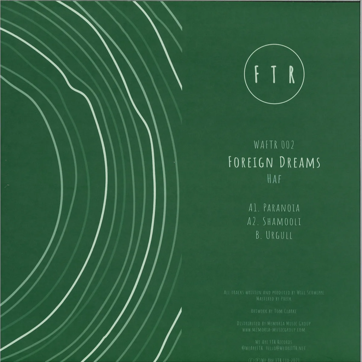 Back cover — Haf — Foreign Dreams EP
