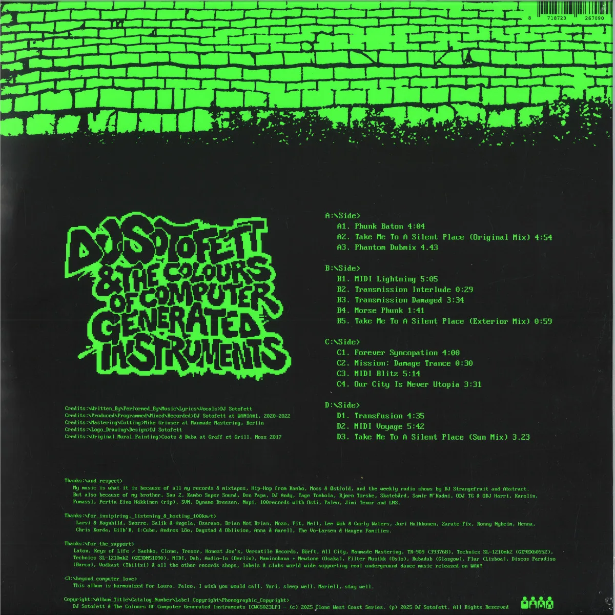 Обратная сторона обложки — Dj Sotofett — DJ Sotofett & the Colours Computer Generated Instruments LP 2x12"
