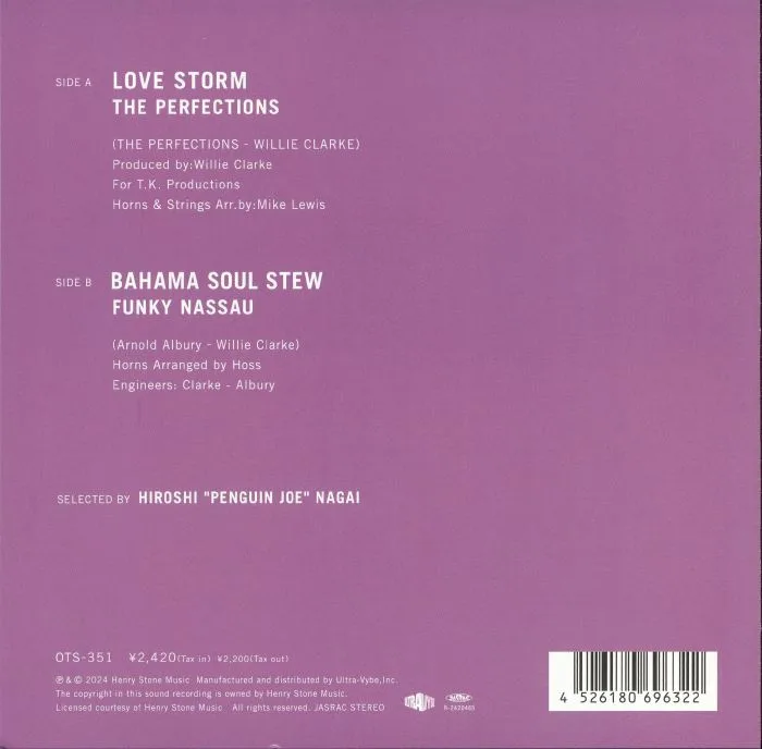 Back cover — The PERFECTIONS / FUNKY NASSAU — Love Storm (Record Store Day RSD 2024)