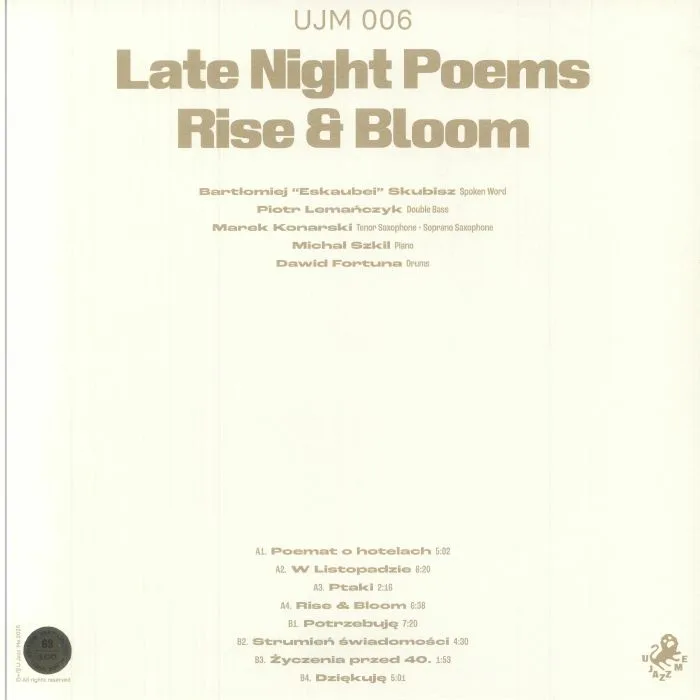 Обратная сторона обложки — LATE NIGHT POEMS — Rise & Bloom