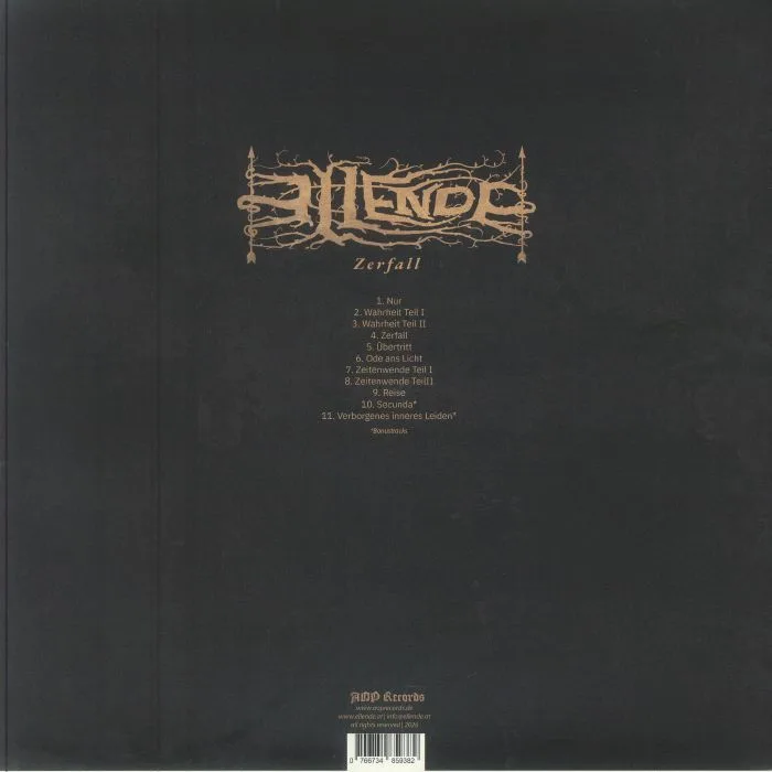 Back cover — ELLENDE — Zerfall
