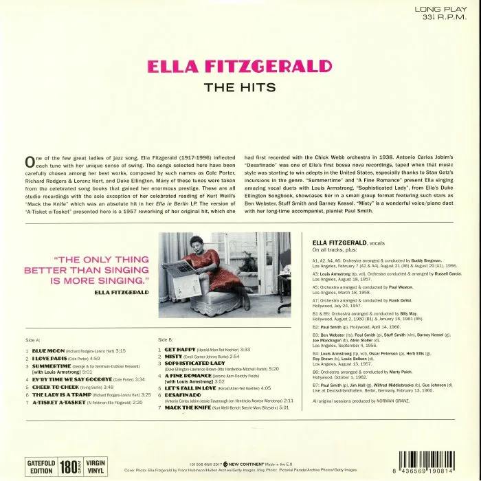 Обратная сторона обложки — Ella FITZGERALD — The Hits