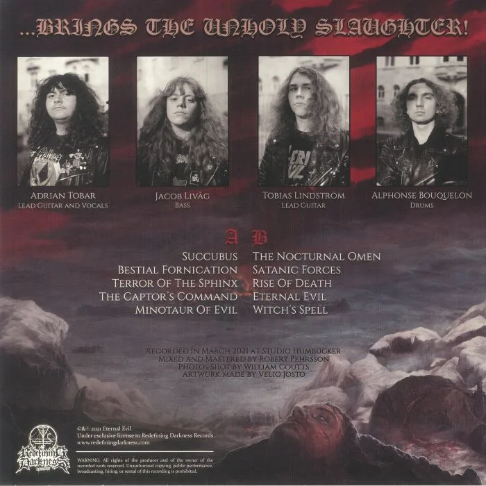 Обратная сторона обложки — ETERNAL EVIL — The Warriors Awakening Brings The Unholy Slaughter