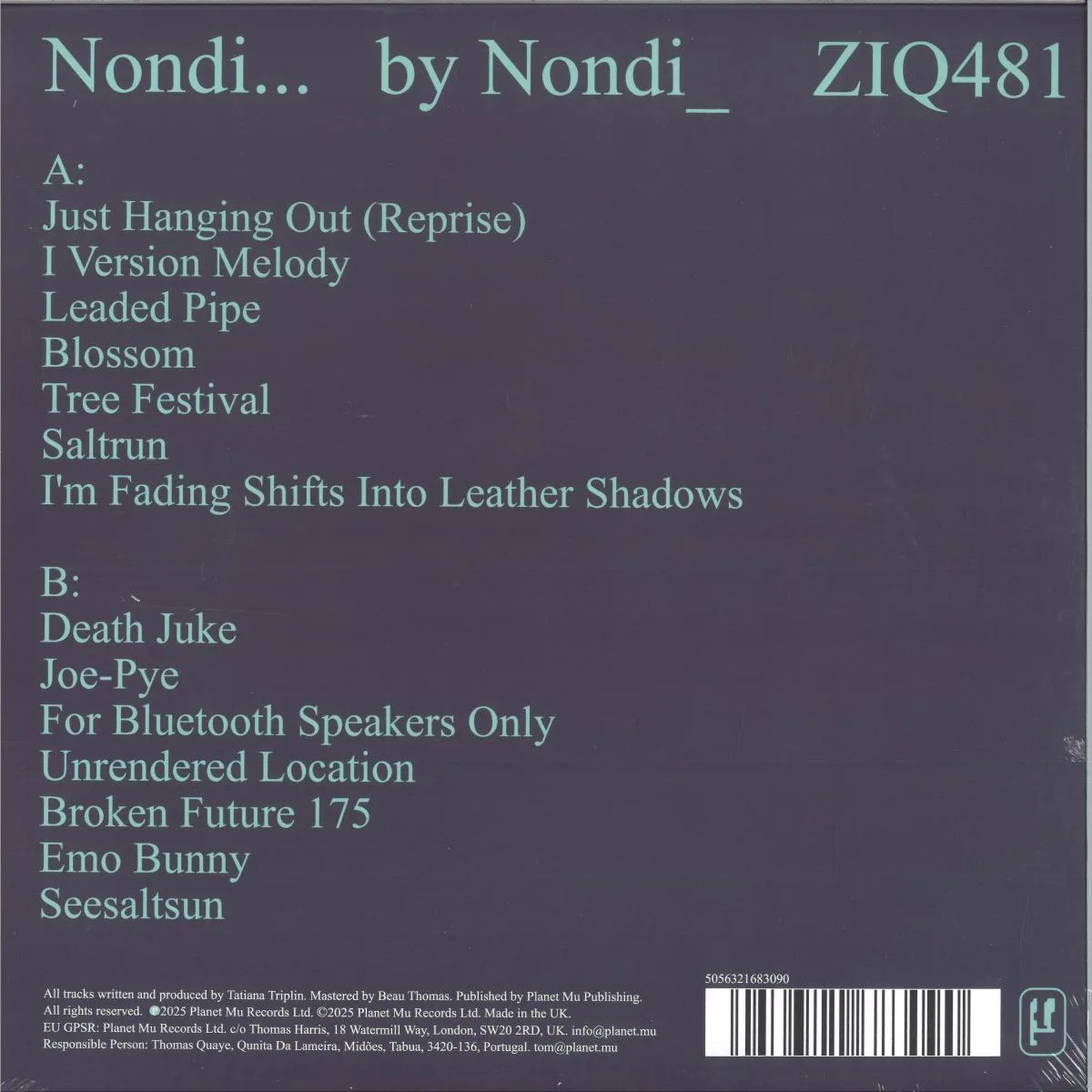 Обратная сторона обложки — Nondi — Nondi_ LP