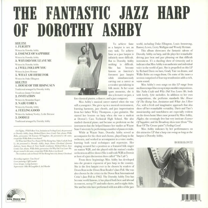 Обратная сторона обложки — Dorothy ASHBY — The Fantastic Jazz Harp Of Dorothy Ashby (reissue)