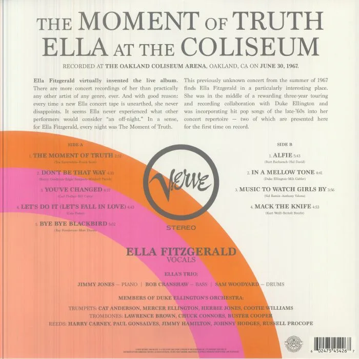 Back cover — Ella FITZGERALD — The Moment Of Truth: Ella At The Coliseum