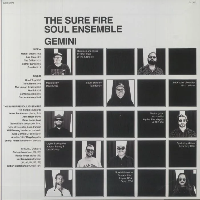 Back cover — The SURE FIRE SOUL ENSEMBLE — Gemini