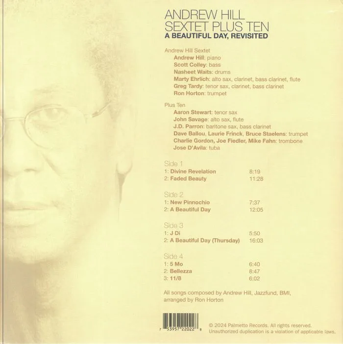 Back cover — ANDREW HILL SEXTET PLUS 10 — A Beautiful Day Revisited