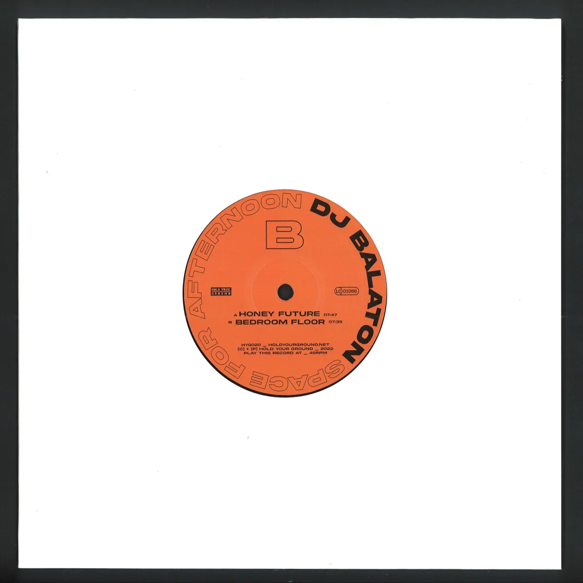 Back cover — Dj Balaton — Space For Afternoon 10"