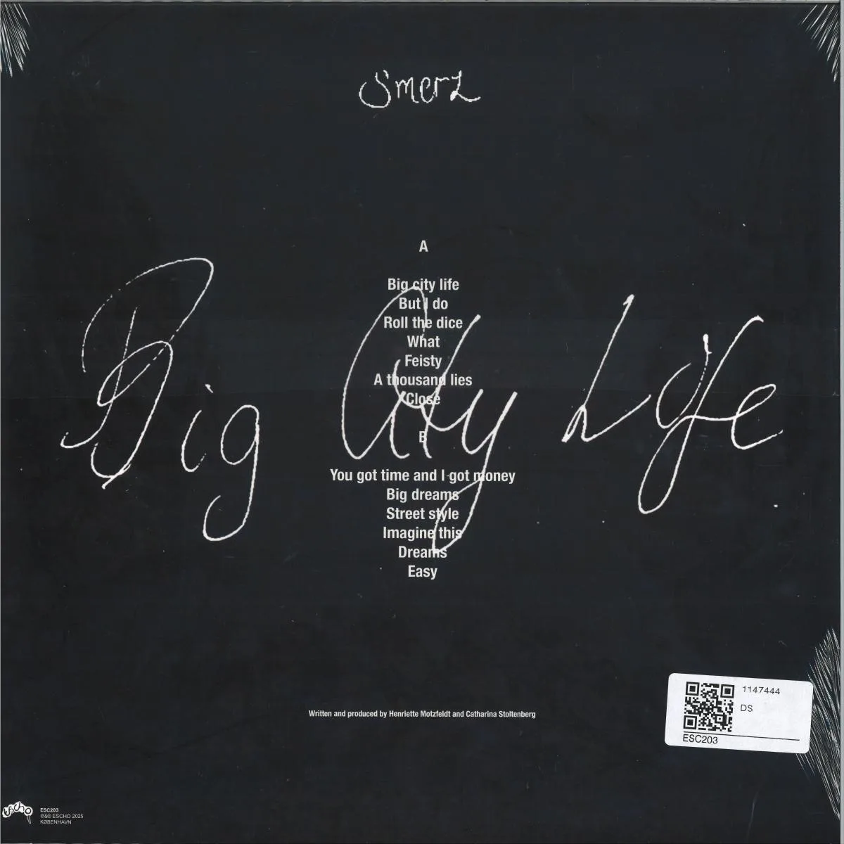 Обратная сторона обложки — Smerz — Big City Life LP