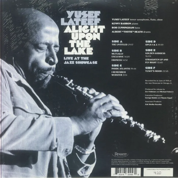 Обратная сторона обложки — Yusef LATEEF — Alight Upon The Lake: Live At The Jazz Showcase (Record Store Day RSD 2026)