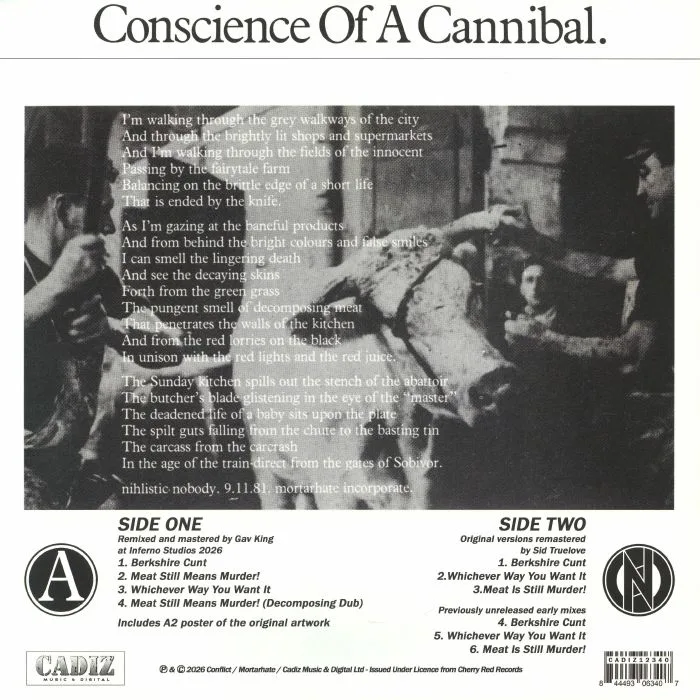 Back cover — CONFLICT — To A Nation Of Animal Lovers