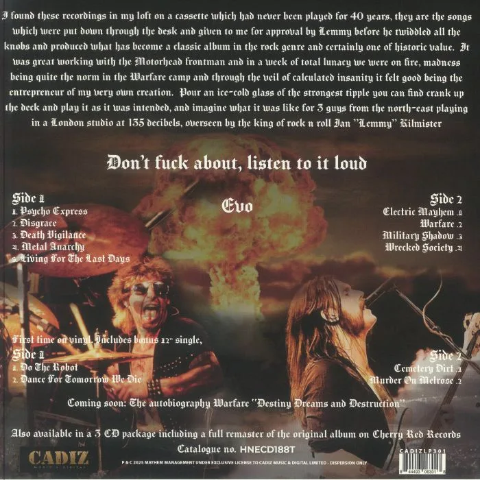 Back cover — WARFARE — Lemmy Sessions (40th Anniversary Deluxe Edition)