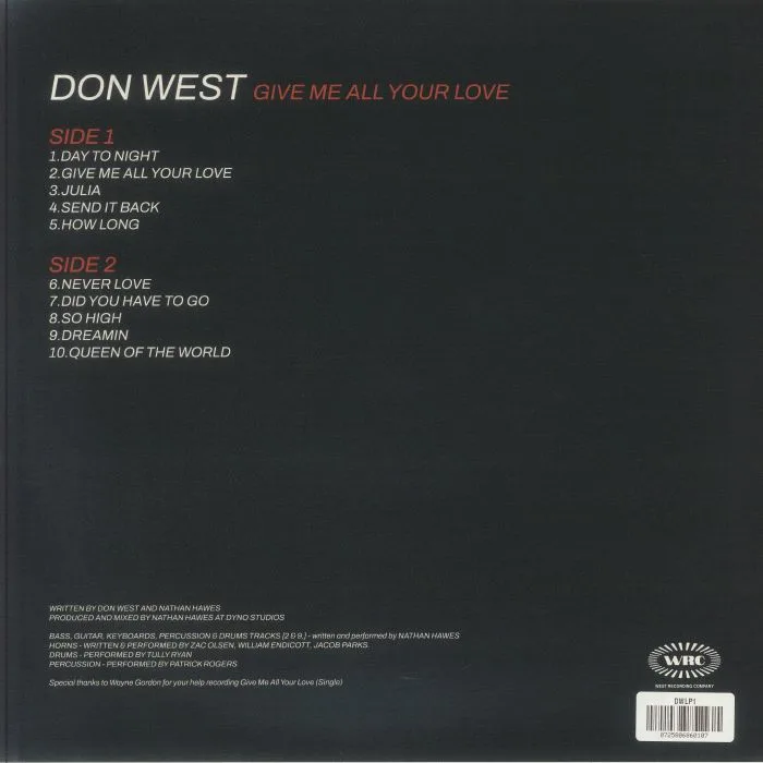 Back cover — Don WEST — Give Me All Your Love