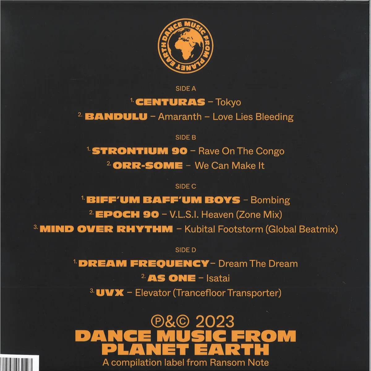 Обратная сторона обложки — Richard Sen — PRESENTS DREAM THE DREAM: UK TECHNO, HOUSE AND BREAKBEAT 1990 - 1994(2x12")