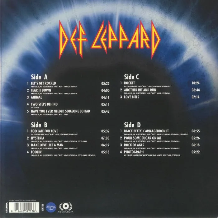 Back cover — DEF LEPPARD — Don Valley Stadium 1993