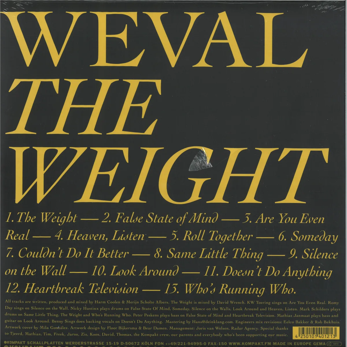 Back cover — Weval — The Weight 2x12"
