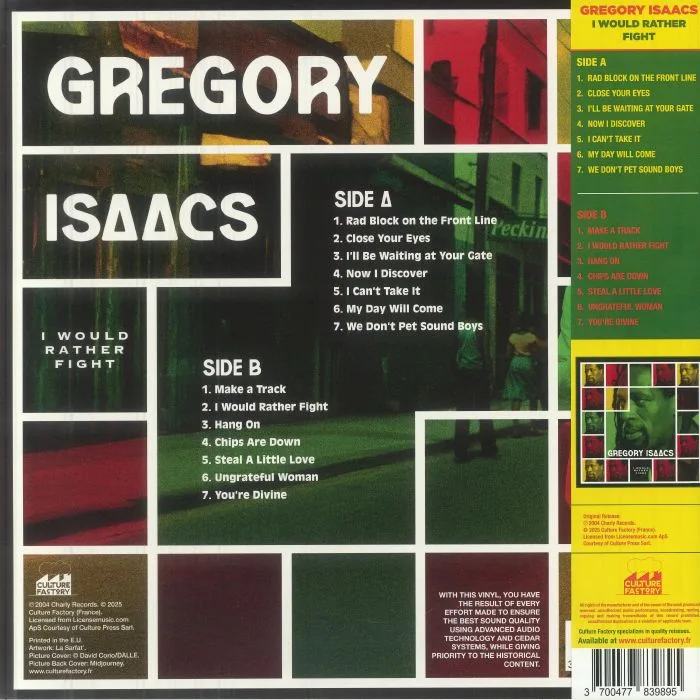 Back cover — Gregory ISAACS — I Would Rather Fight (remastered)