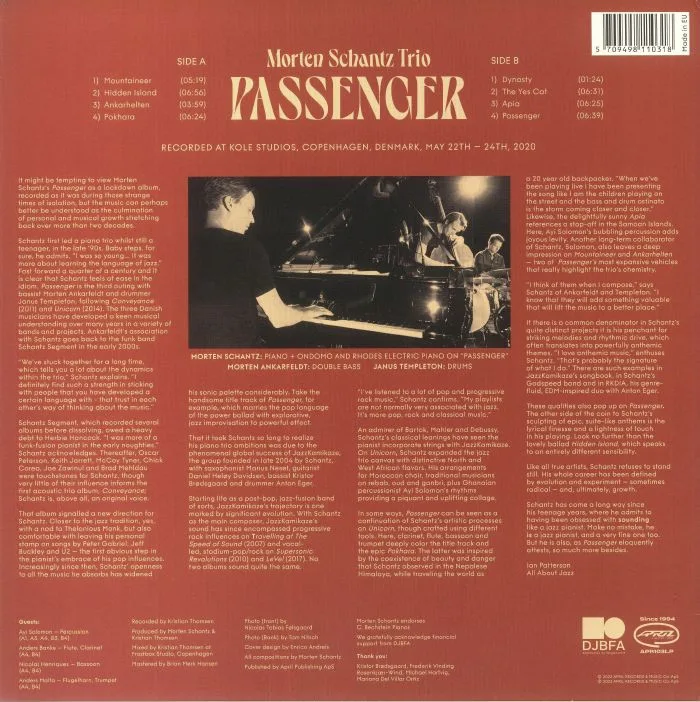 Обратная сторона обложки — MORTEN SCHANTZ TRIO — Passenger