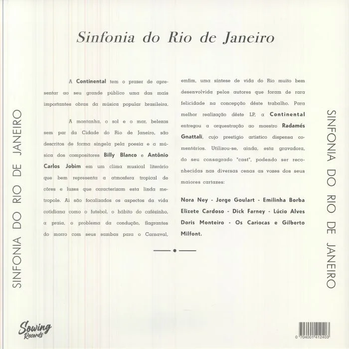 Back cover — Antonio Carlos JOBIM / BILLY BLANCO — Sinfonia Do Rio De Janeiro