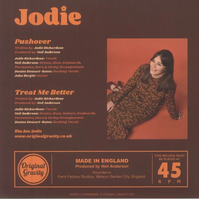 Back cover — JODIE — Pushover (reissue)