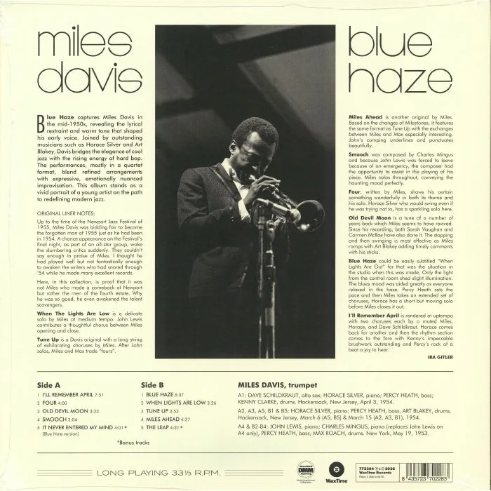 Обратная сторона обложки — Miles DAVIS — Blue Haze