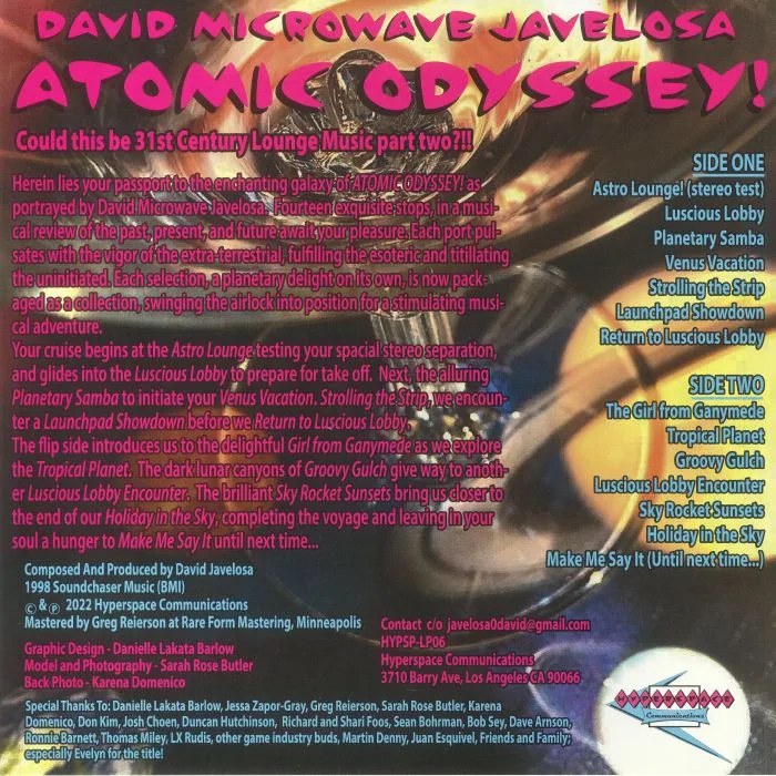 Back cover — David Microwave JAVELOSA — Atomic Odyssey!