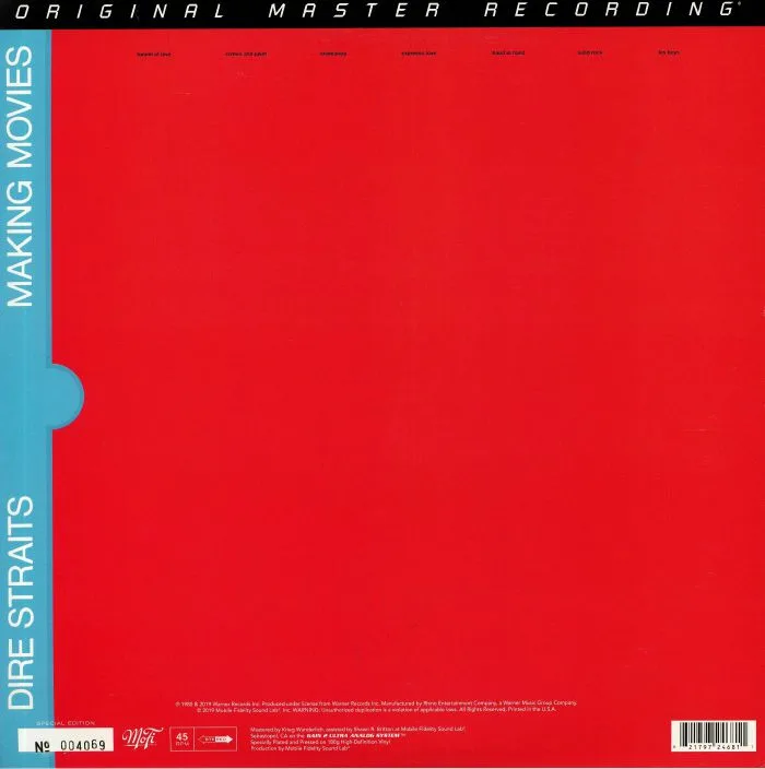 Back cover — DIRE STRAITS — Making Movies (Special Edition)
