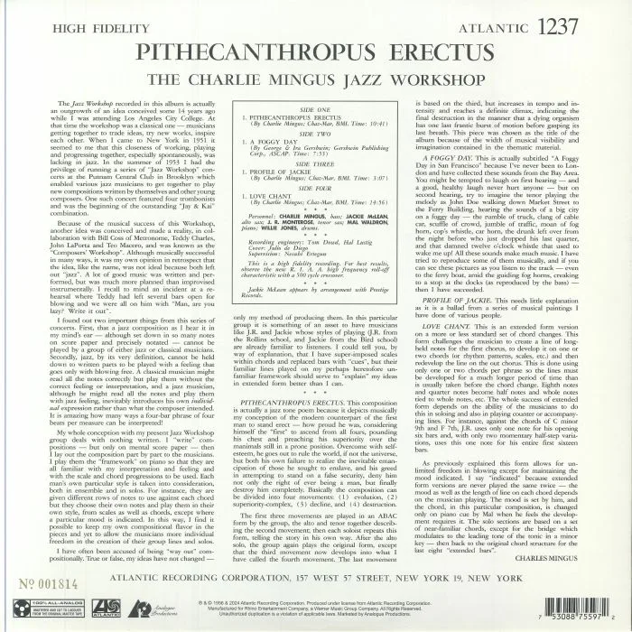 Back cover — Charles MINGUS — Pithecanthropus Erectus (reissue)