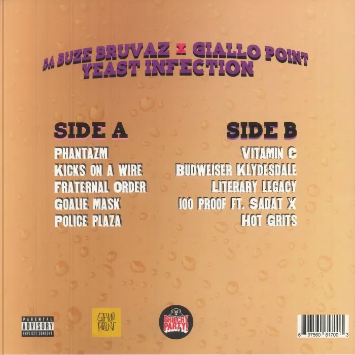 Back cover — DA BUZE BRUVAZ / GIALLO POINT — Yeast Infection