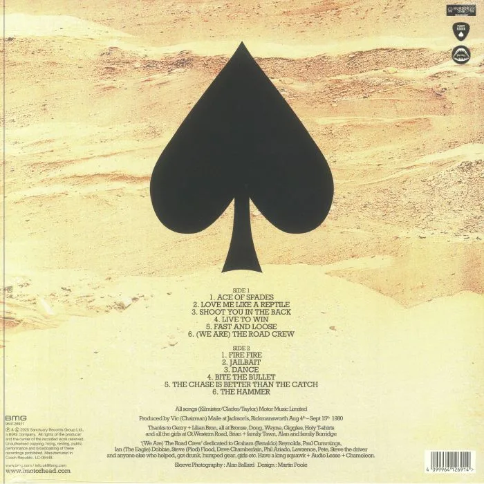 Обратная сторона обложки — MOTORHEAD — Ace Of Spades (50th Anniversary Edition) (half speed remastered)