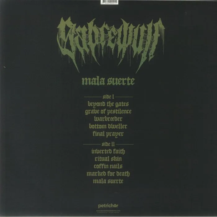 Обратная сторона обложки — SABREWULF — Mala Suerte