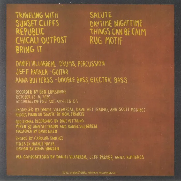 Back cover — Daniel VILLARREAL / JEFF PARKER / ANNA BUTTERSS — Lados B