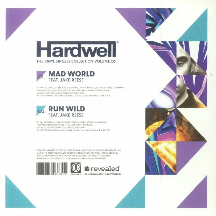 Обратная сторона обложки — HARDWELL feat JAKE REESE — The Vinyl Singles Collection Volume 05