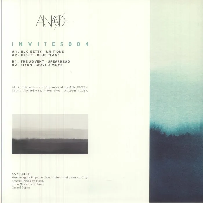 Back cover — BLK BETTY / DIG IT / THE ADVENT / FIXON — Invites 004