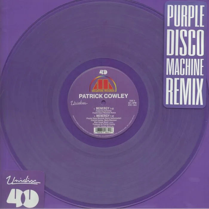 Front cover — Patrick COWLEY — Menergy (Purple Disco Machine remix)