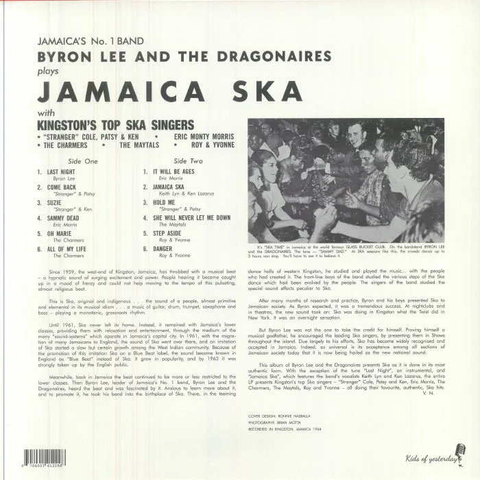 Back cover — Byron LEE & THE DRAGONARIES — Plays Jamaica Ska (reissue)
