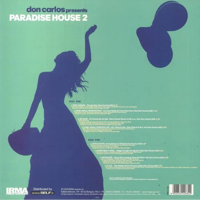 Обратная сторона обложки — Don Carlos — PARADISE HOUSE VOL. 2 LP 2x12"