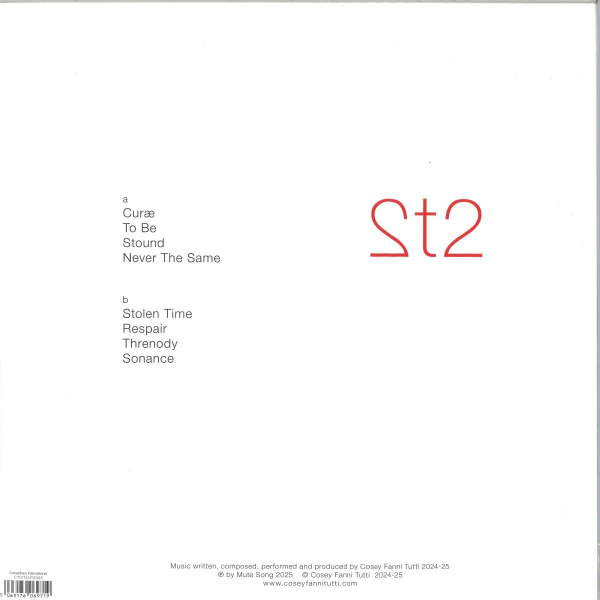 Обратная сторона обложки — Cosey Fanni Tutti — 2t2