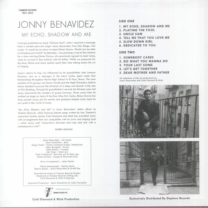Back cover — Jonny BENAVIDEZ — My Echo Shadow & Me