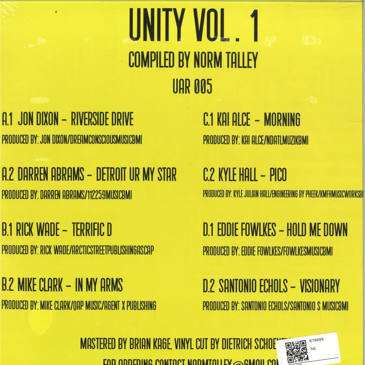 Back cover — Various — Unity Vol. 1 completed by Norm Talley 2x12"