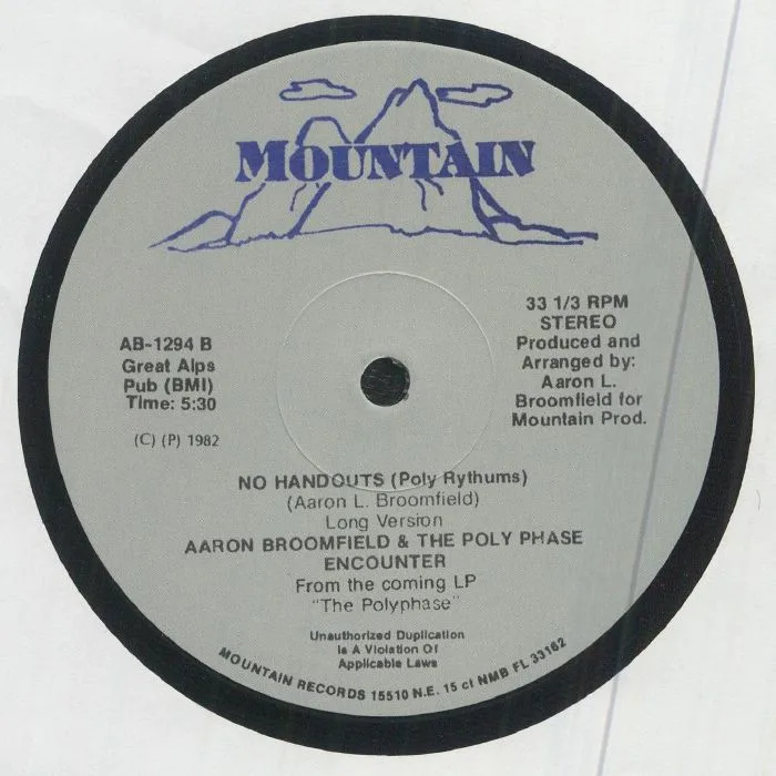 Обратная сторона обложки — Aaron BROOMFIELD & THE POLY PHASE ENCOUNTER — No Handouts (Cause Every Body's Movin) (reissue)