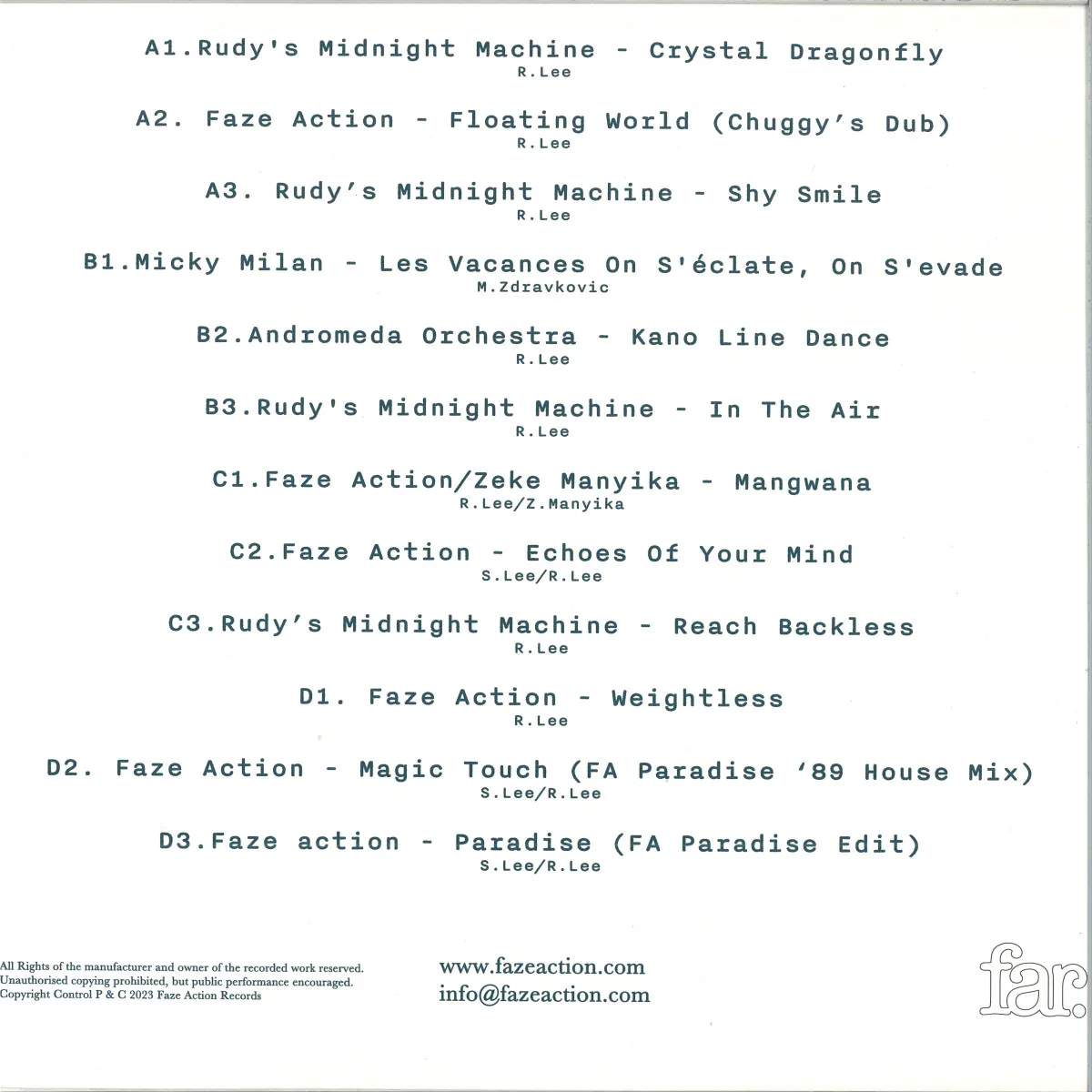 Back cover — Various — The Balearic Sounds of FAR Vol 2 LP 2x12"