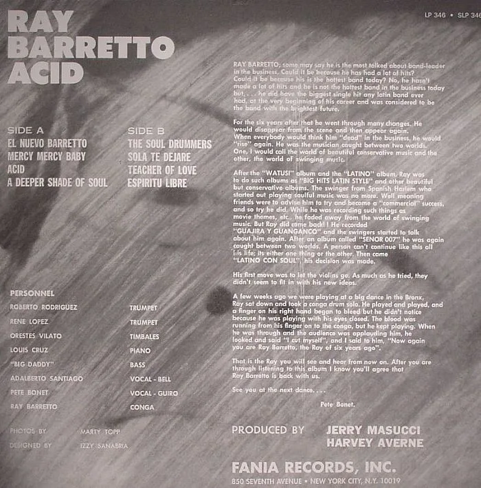 Обратная сторона обложки — Ray BARRETTO — Acid