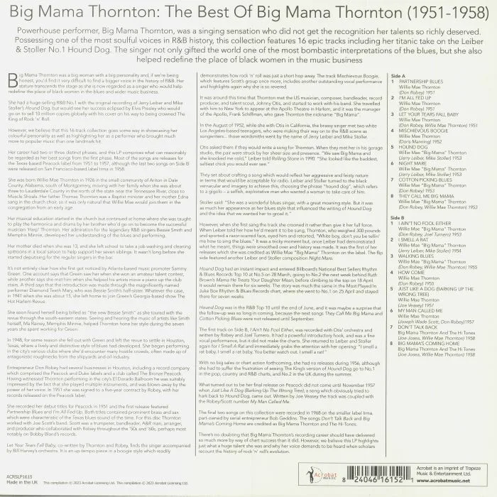 Обратная сторона обложки — BIG MAMA THORNTON — Best Of Big Mama Thornton 1951-1958