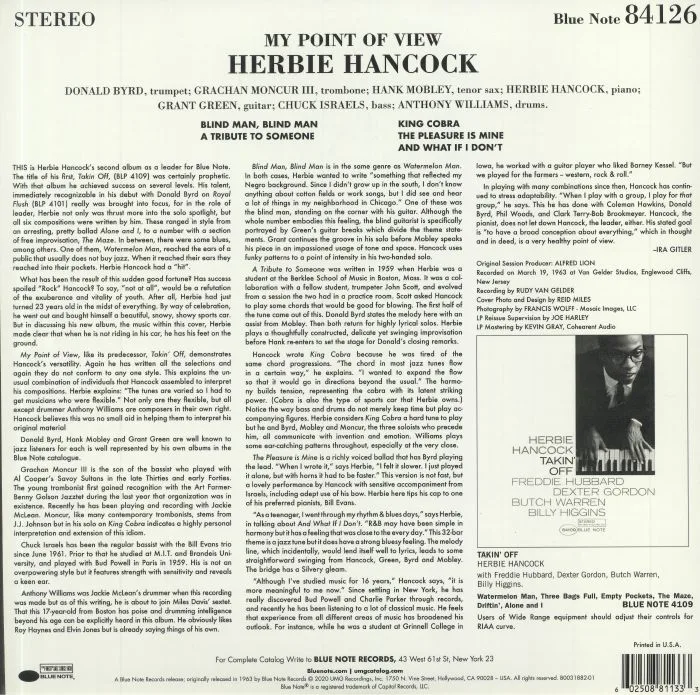 Back cover — Herbie HANCOCK — My Point Of View (Tone Poet Series) (reissue)
