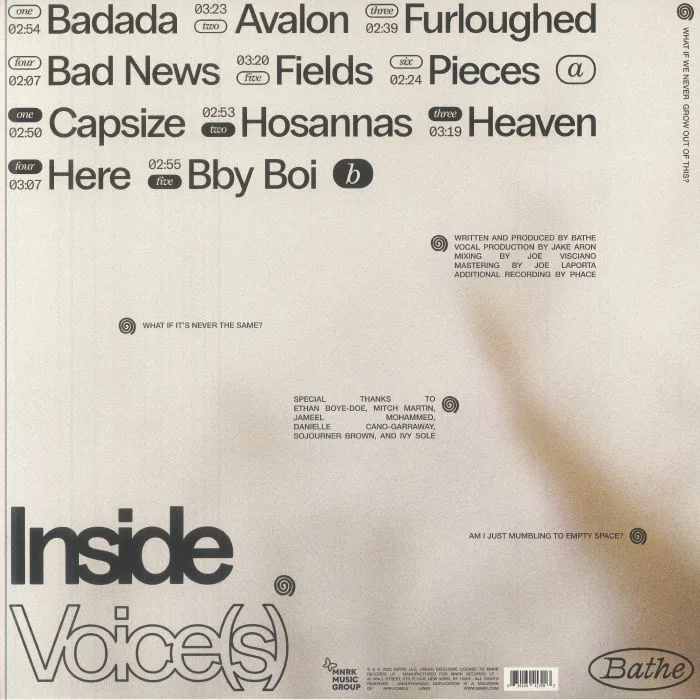 Back cover — BATHE — Inside Voice(s)